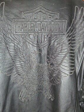 Harley Davidson Black Embossed Leather Jacket - Size 4X - Great Shape